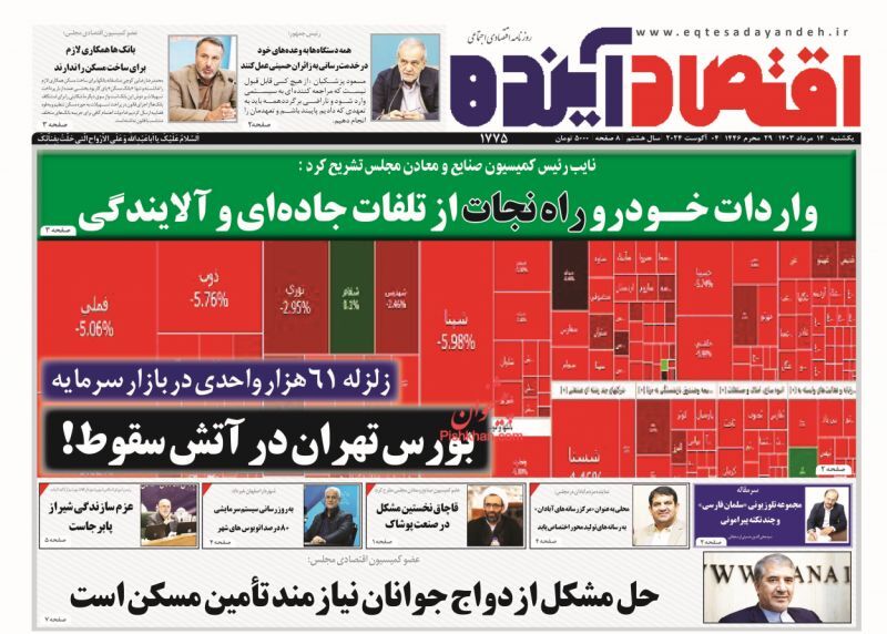 صفحه نخست روزنامه های اقتصادی