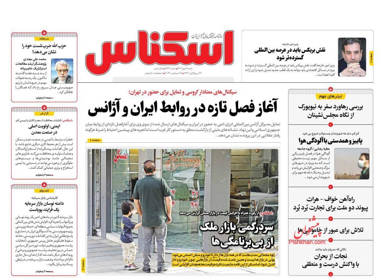 صفحه نخست روزنامه های اقتصادی