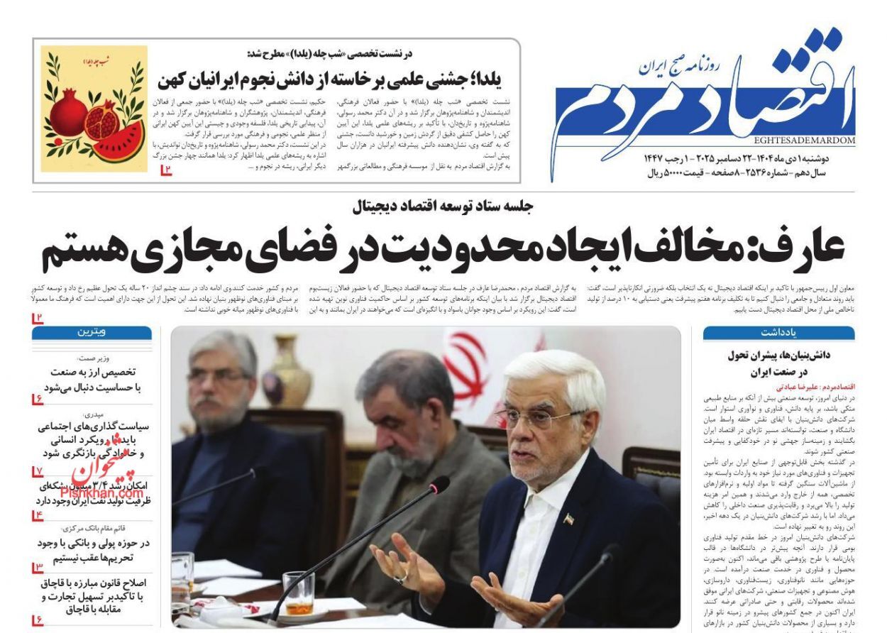 صفحه نخست روزنامه های اقتصادی