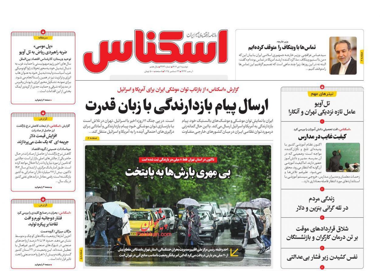 صفحه نخست روزنامه های اقتصادی