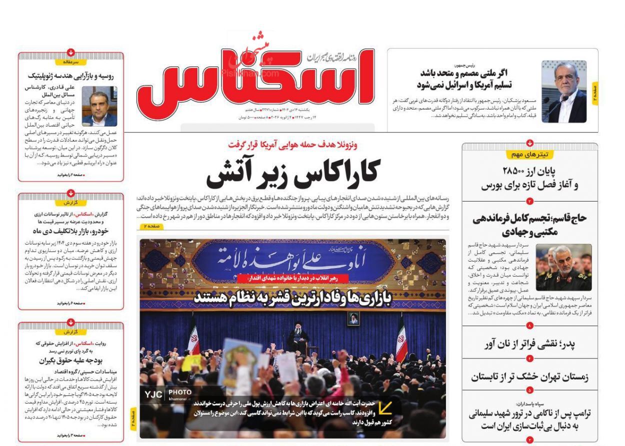 صفحه نخست روزنامه های اقتصادی