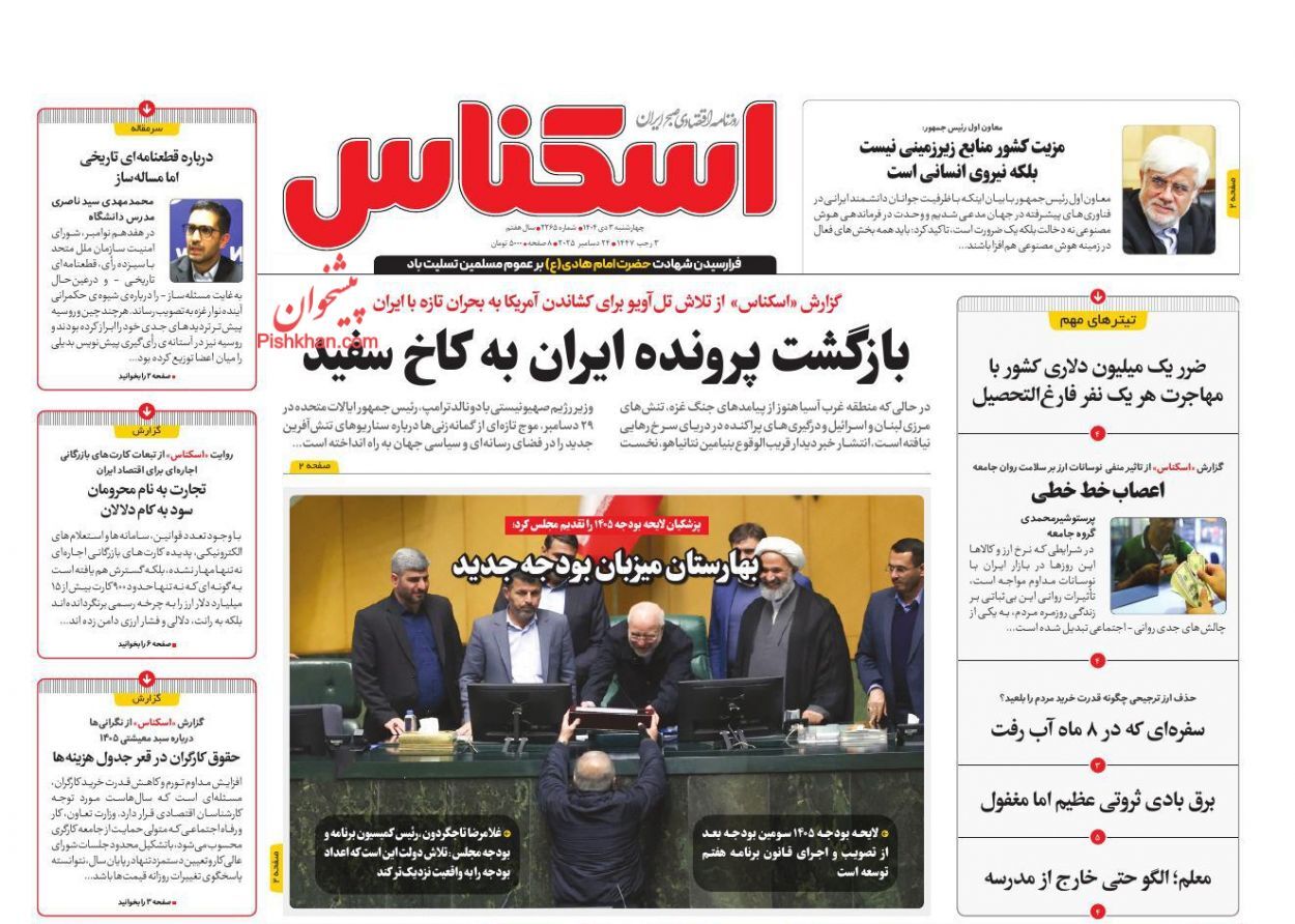 صفحه نخست روزنامه های اقتصادی