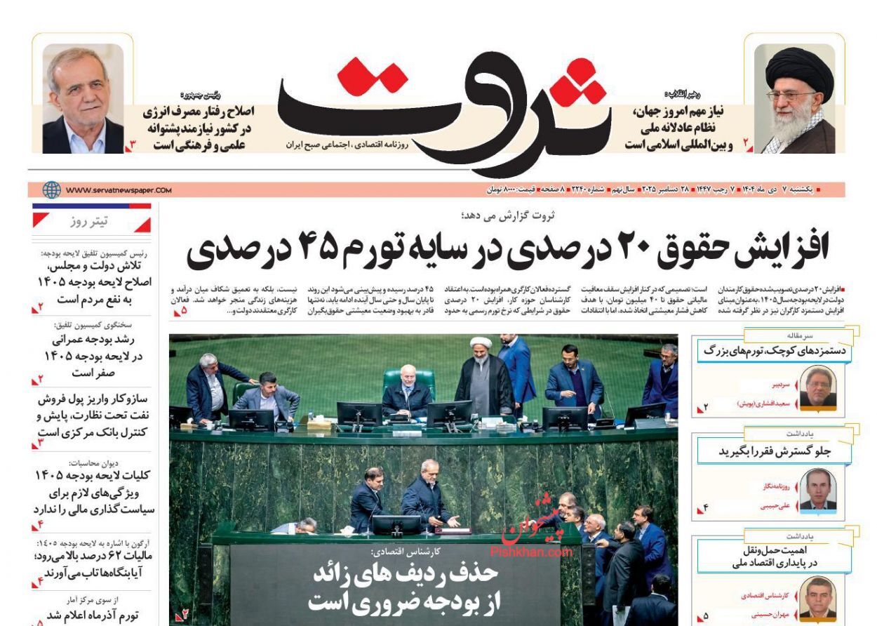 صفحه نخست روزنامه های اقتصادی