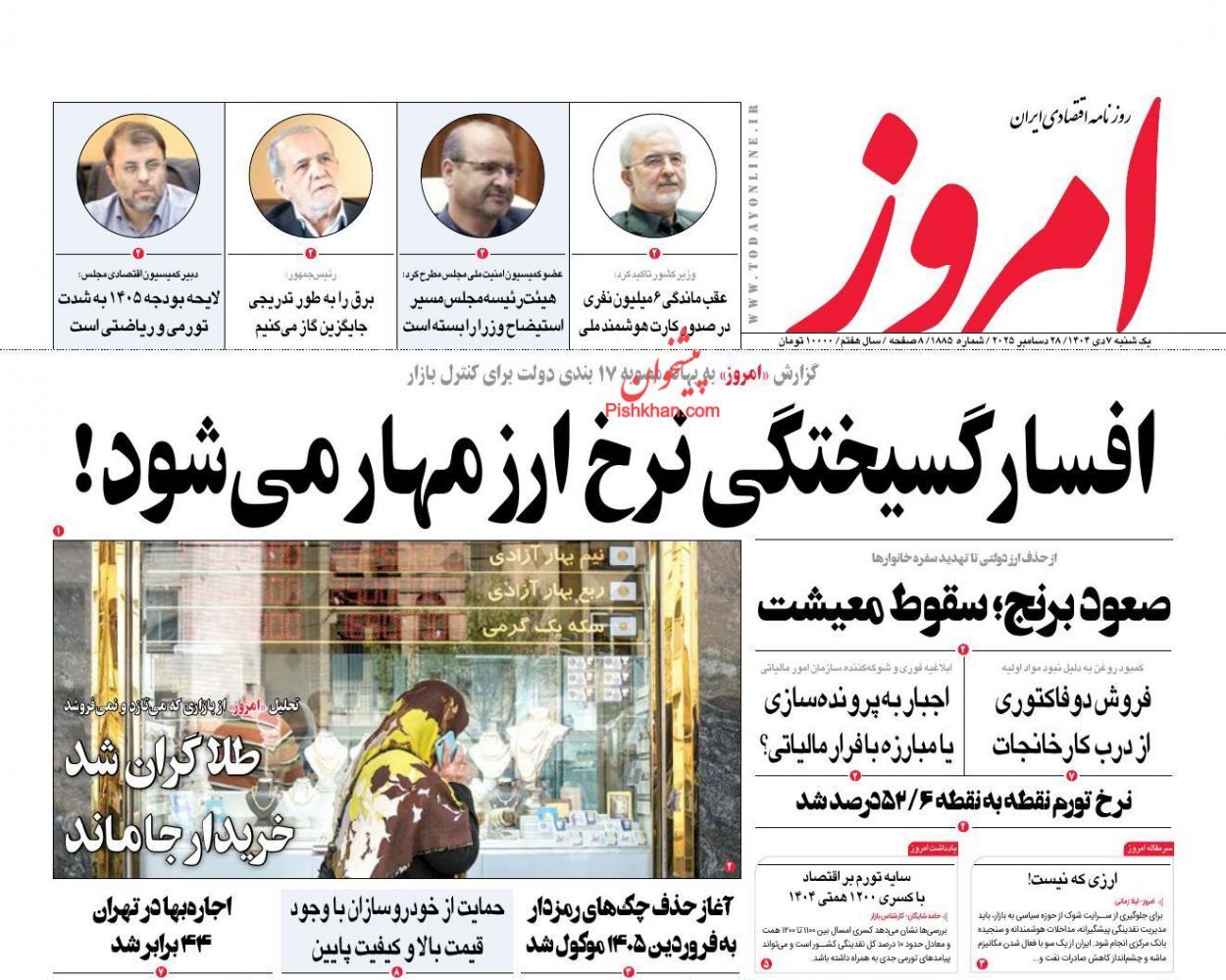 صفحه نخست روزنامه های اقتصادی