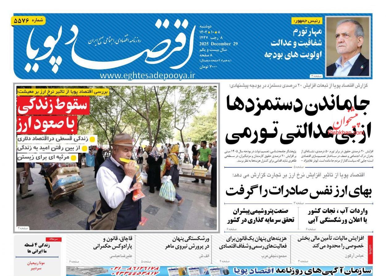 صفحه نخست روزنامه های اقتصادی