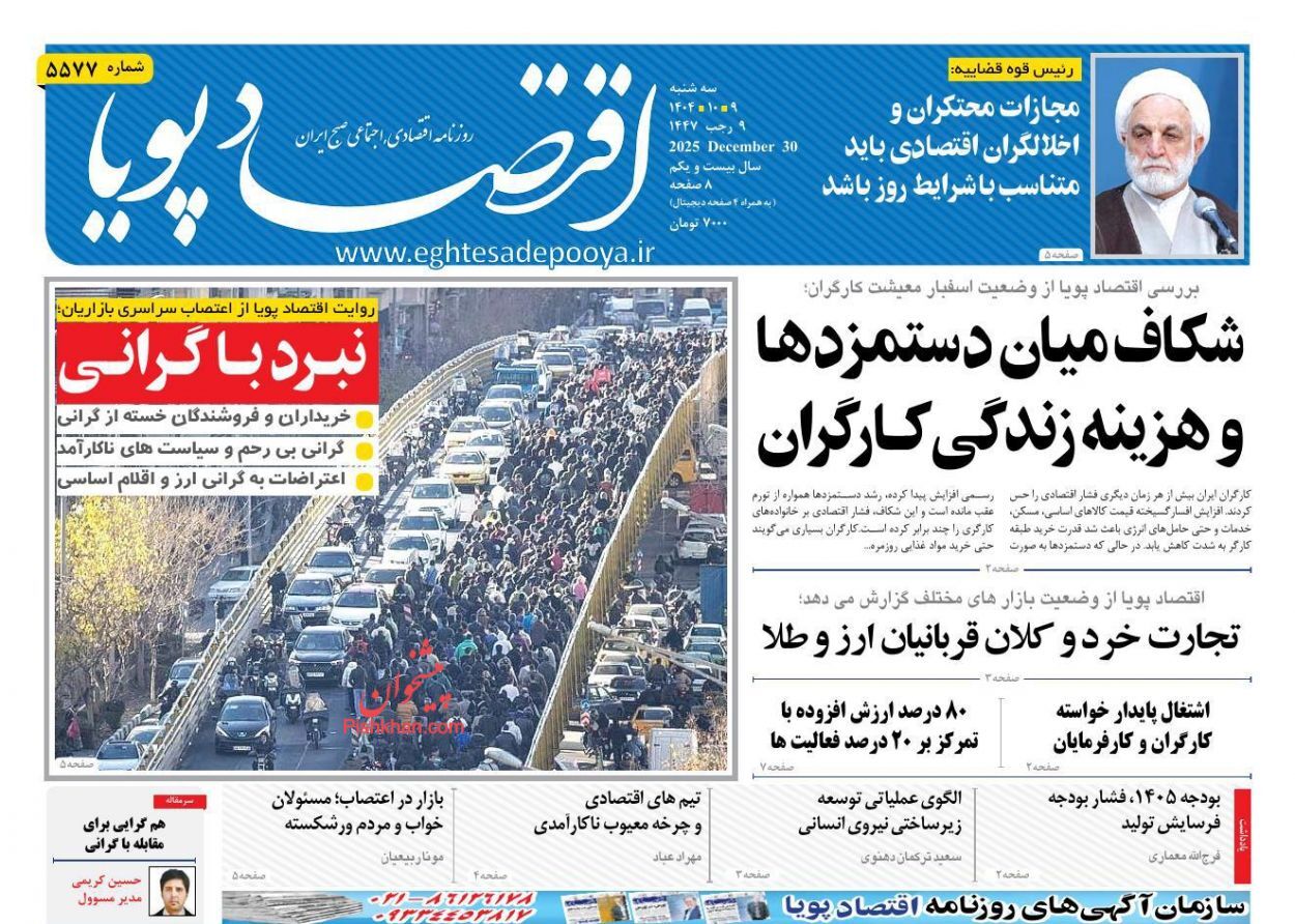 صفحه نخست روزنامه های اقتصادی