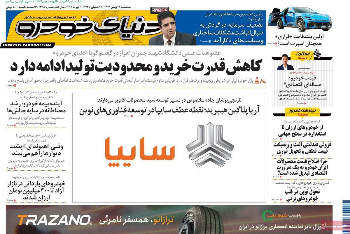 صفحه نخست روزنامه های اقتصادی