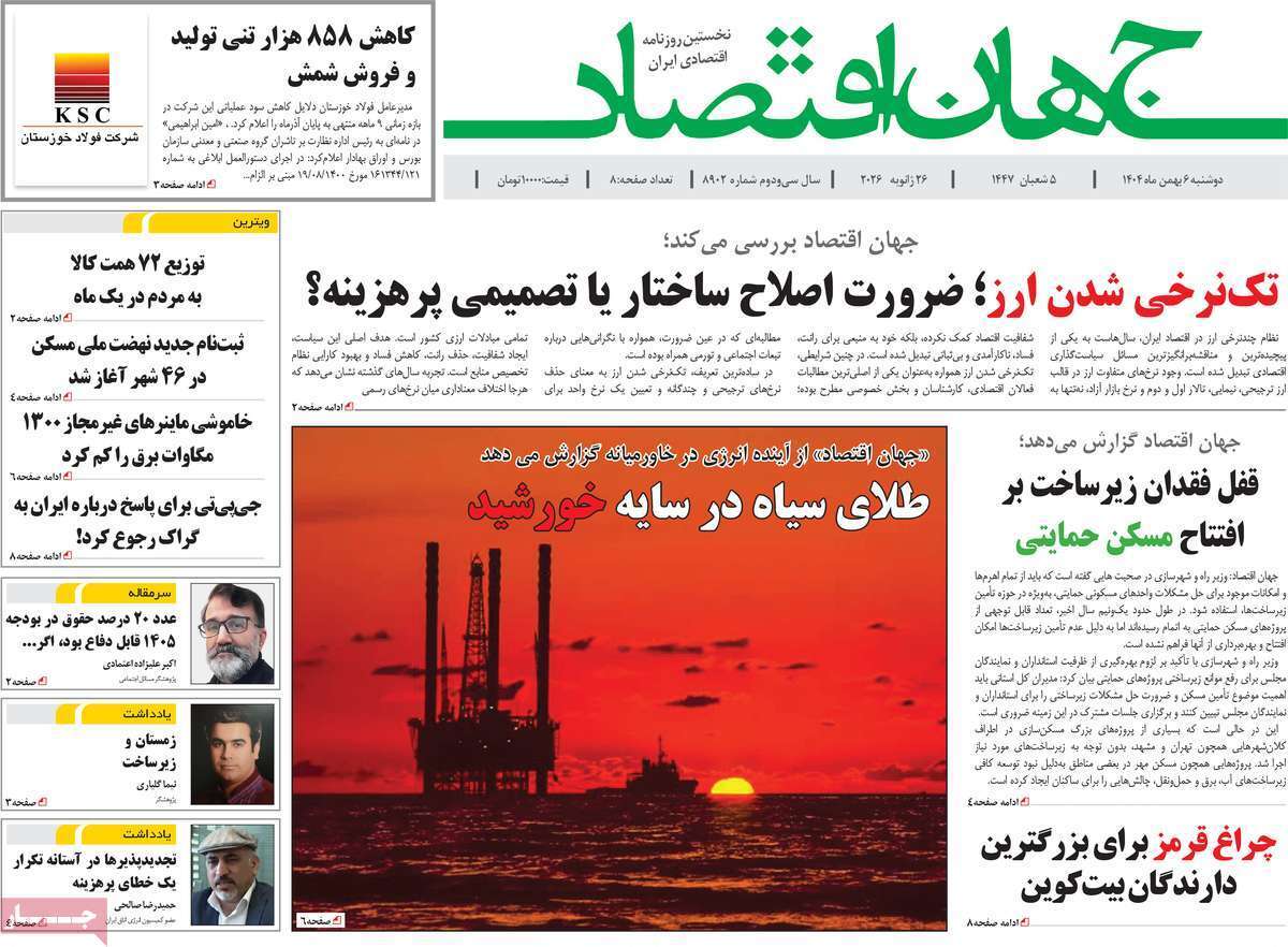 صفحه نخست روزنامه های اقتصادی