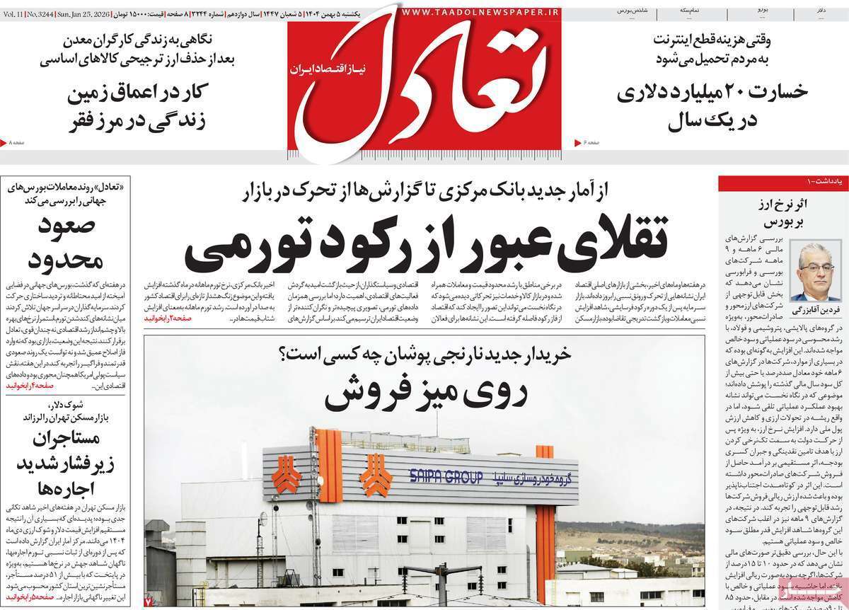 صفحه نخست روزنامه های اقتصادی