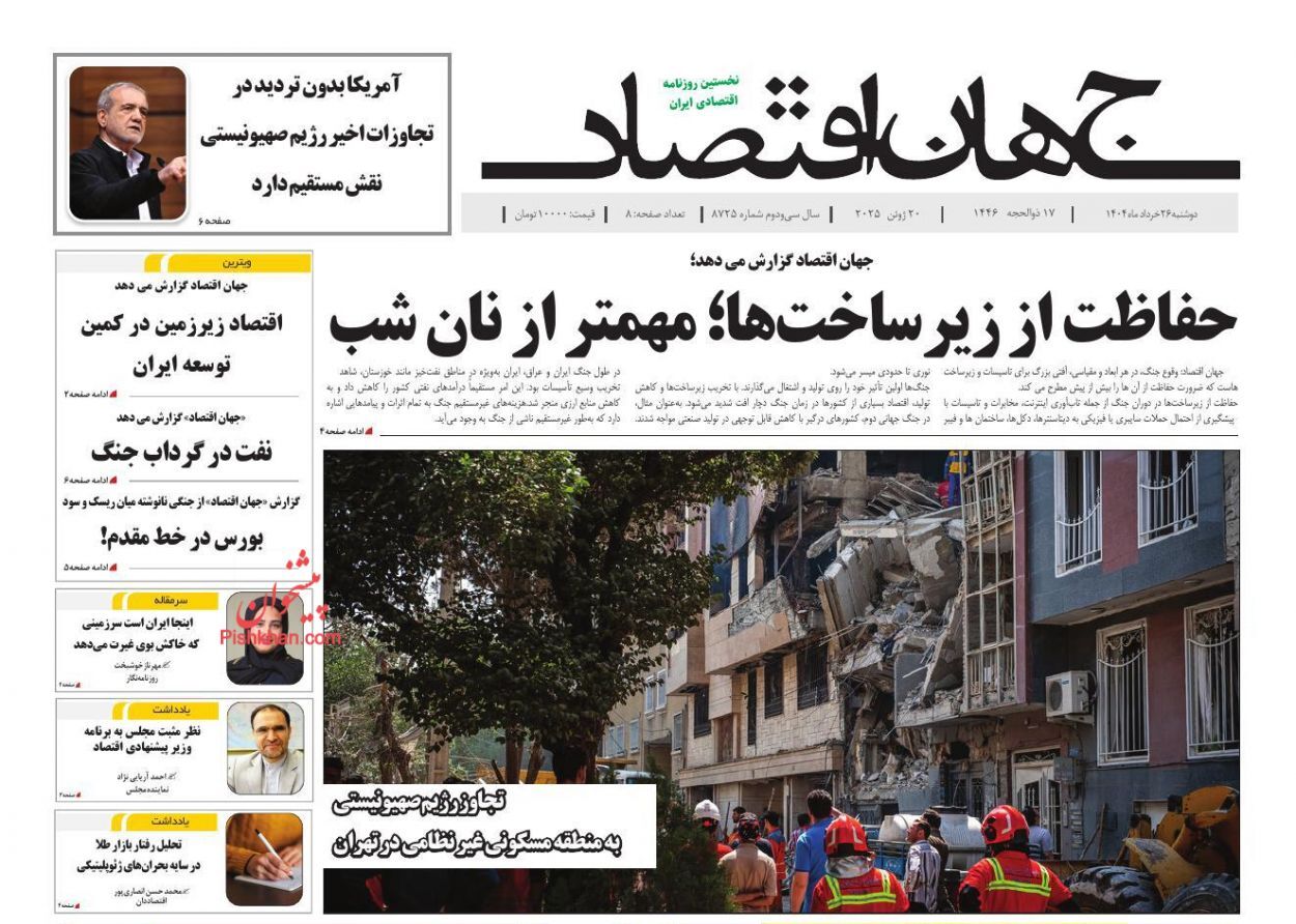 صفحه نخست روزنامه های اقتصادی