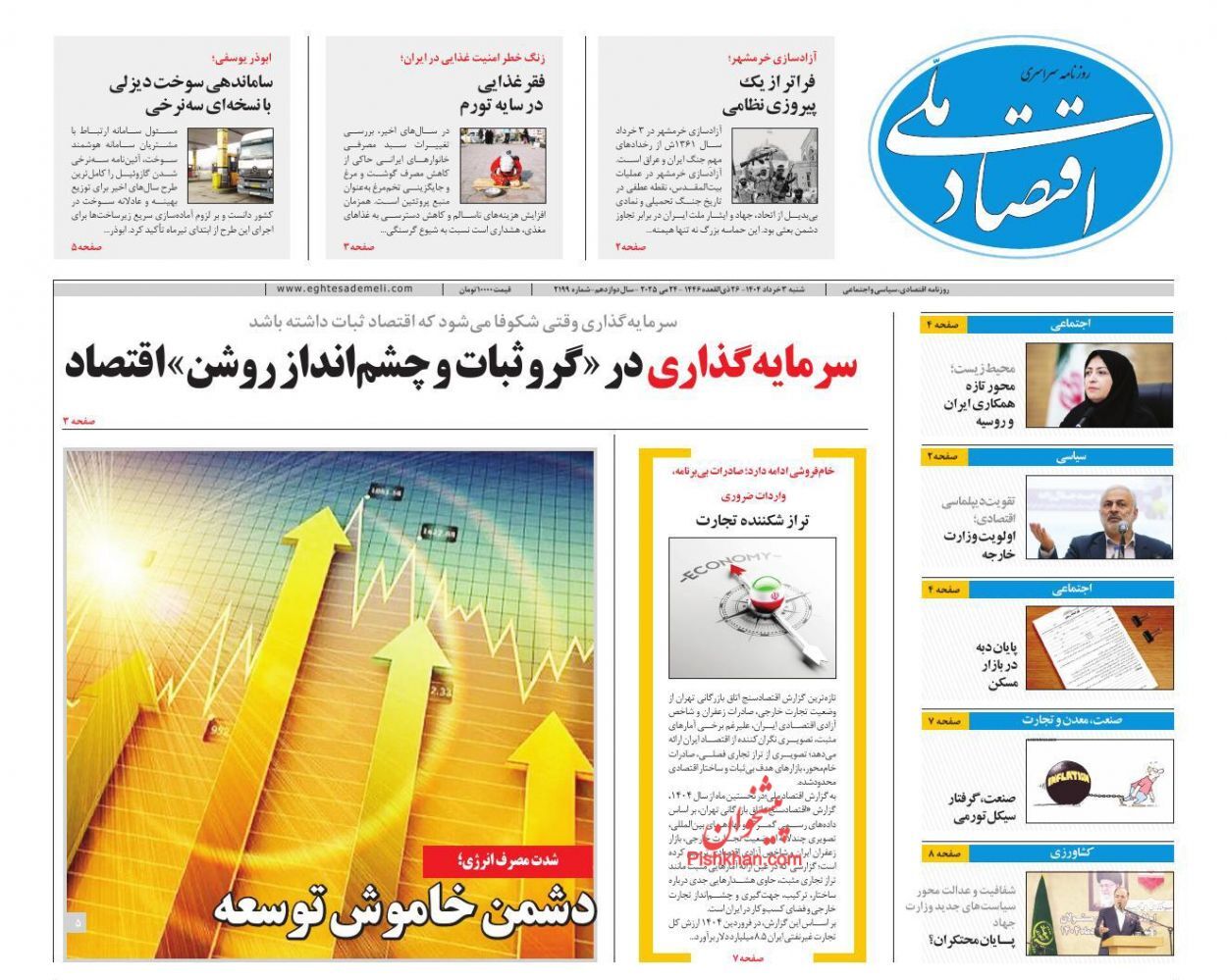 صفحه نخست روزنامه های اقتصادی
