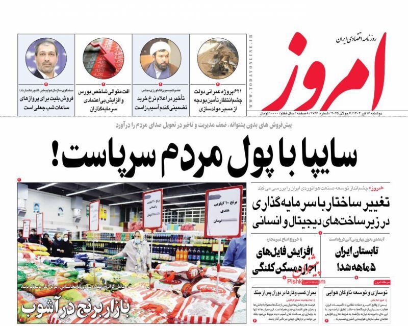 صفحه نخست روزنامه های اقتصادی