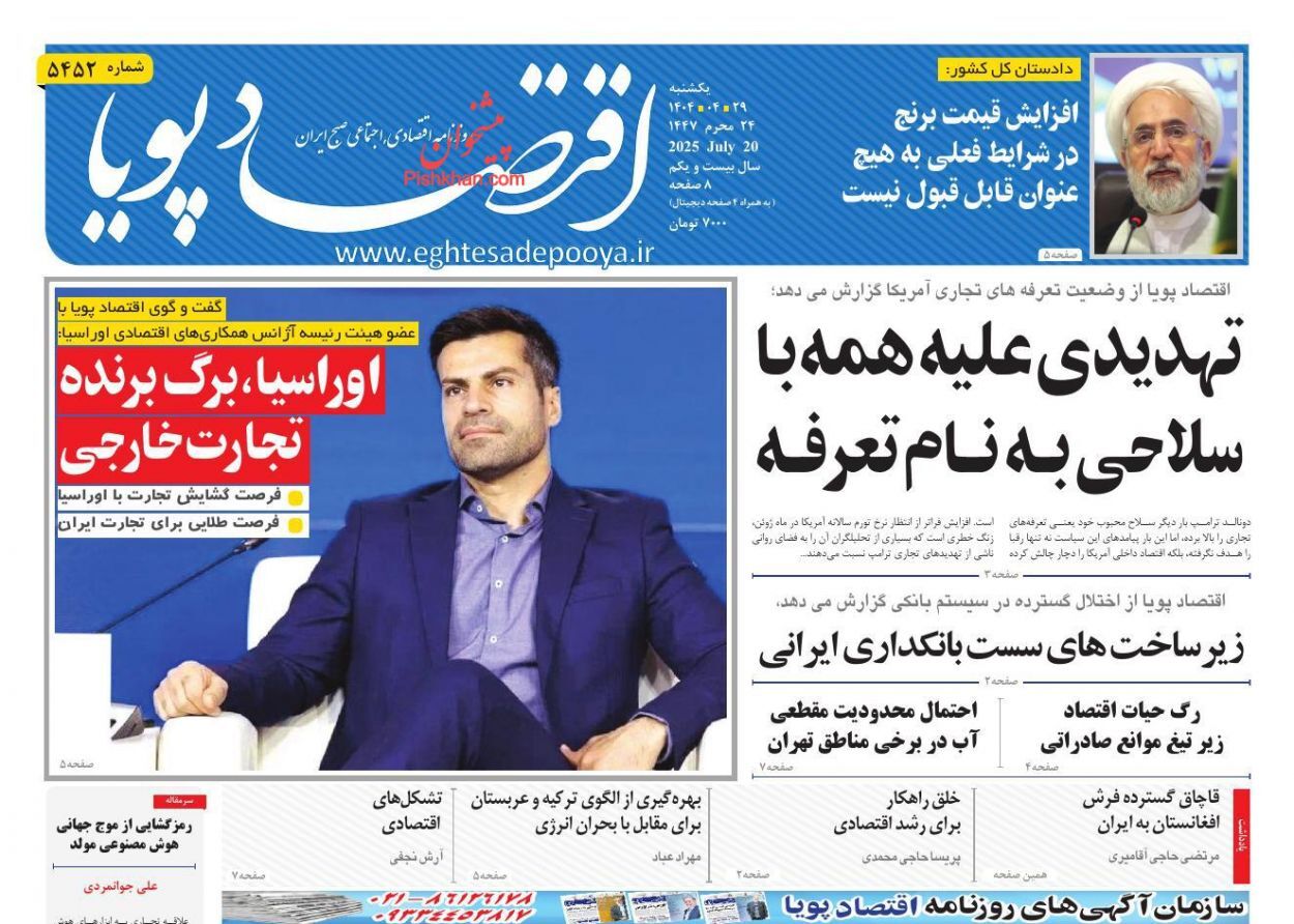 صفحه نخست روزنامه های اقتصادی