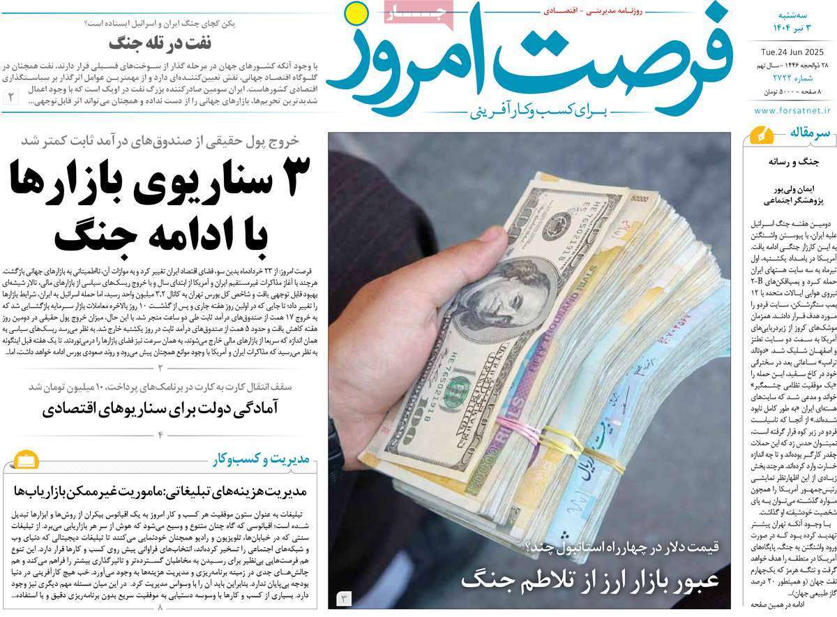 صفحه نخست روزنامه های اقتصادی