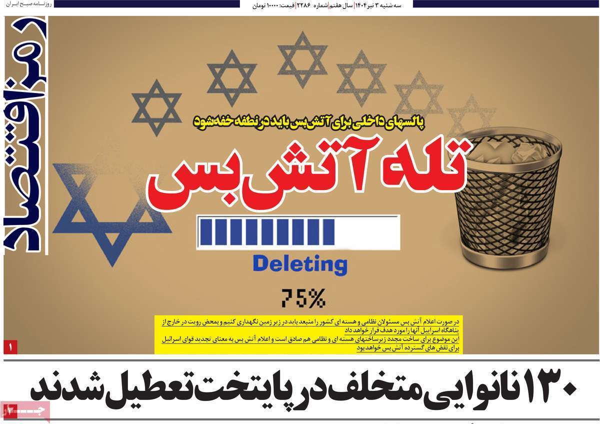 صفحه نخست روزنامه های اقتصادی