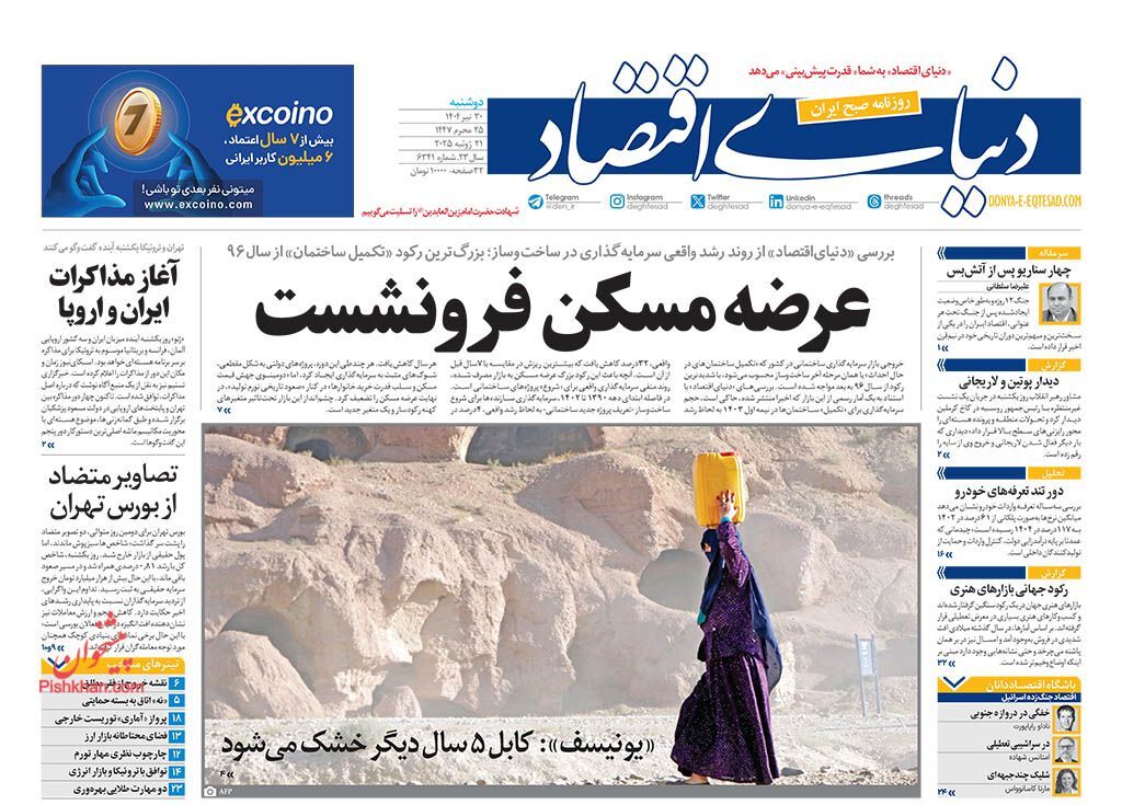 صفحه نخست روزنامه های اقتصادی