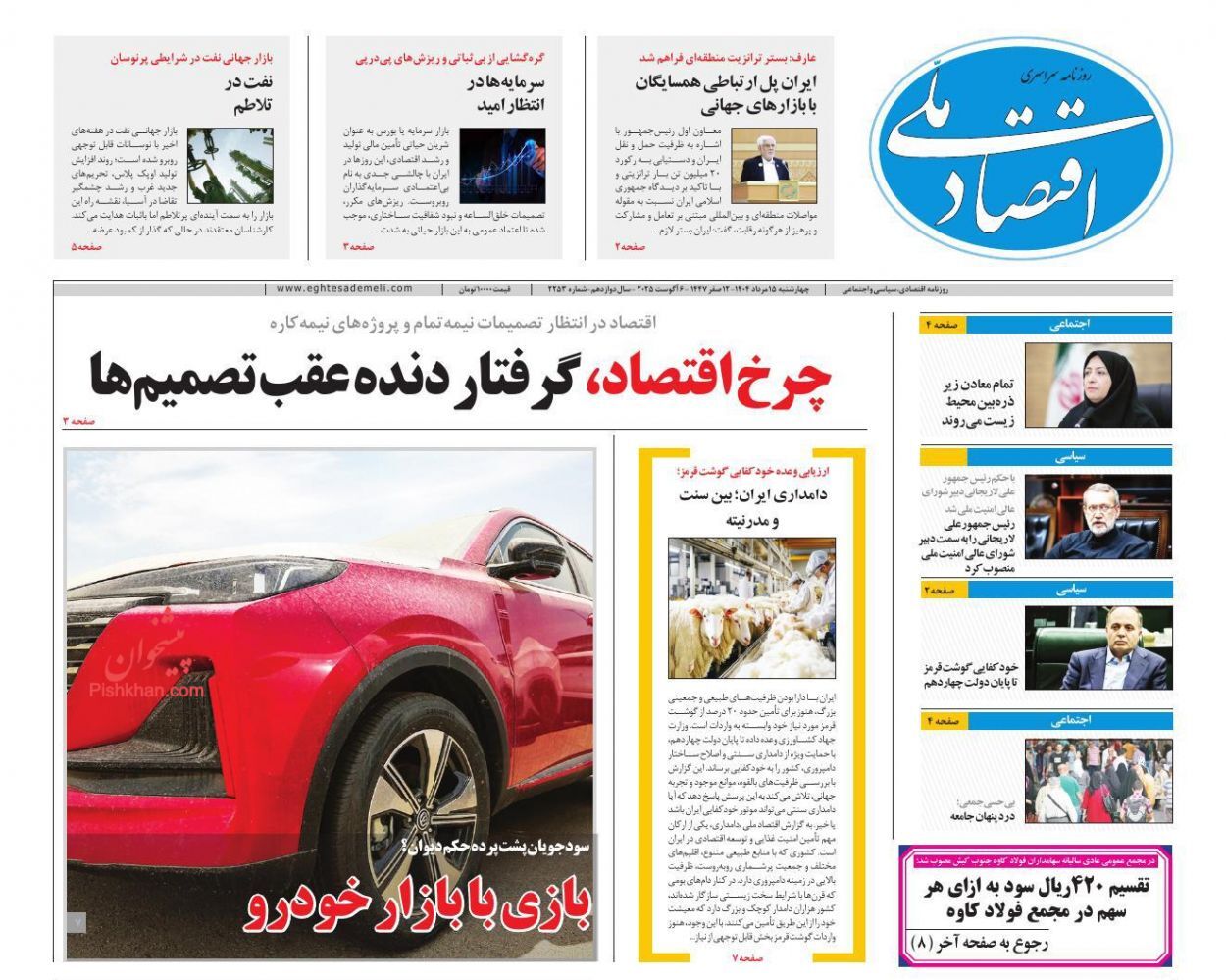 صفحه نخست روزنامه های اقتصادی