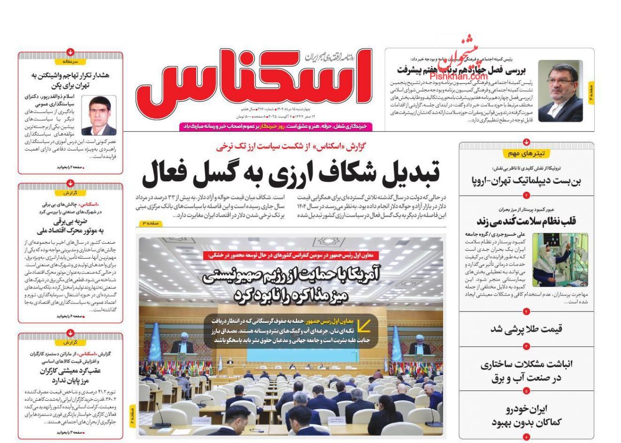 صفحه نخست روزنامه های اقتصادی