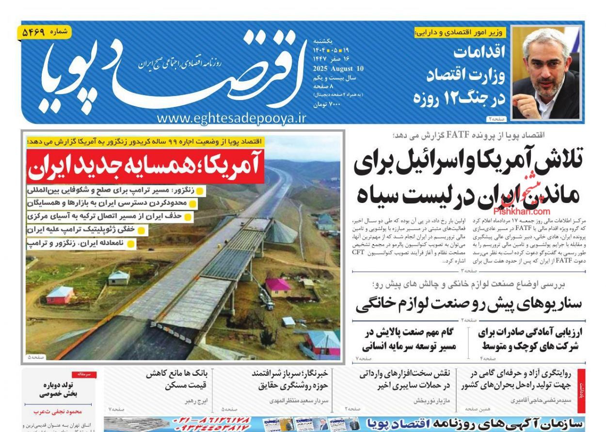 صفحه نخست روزنامه های اقتصادی