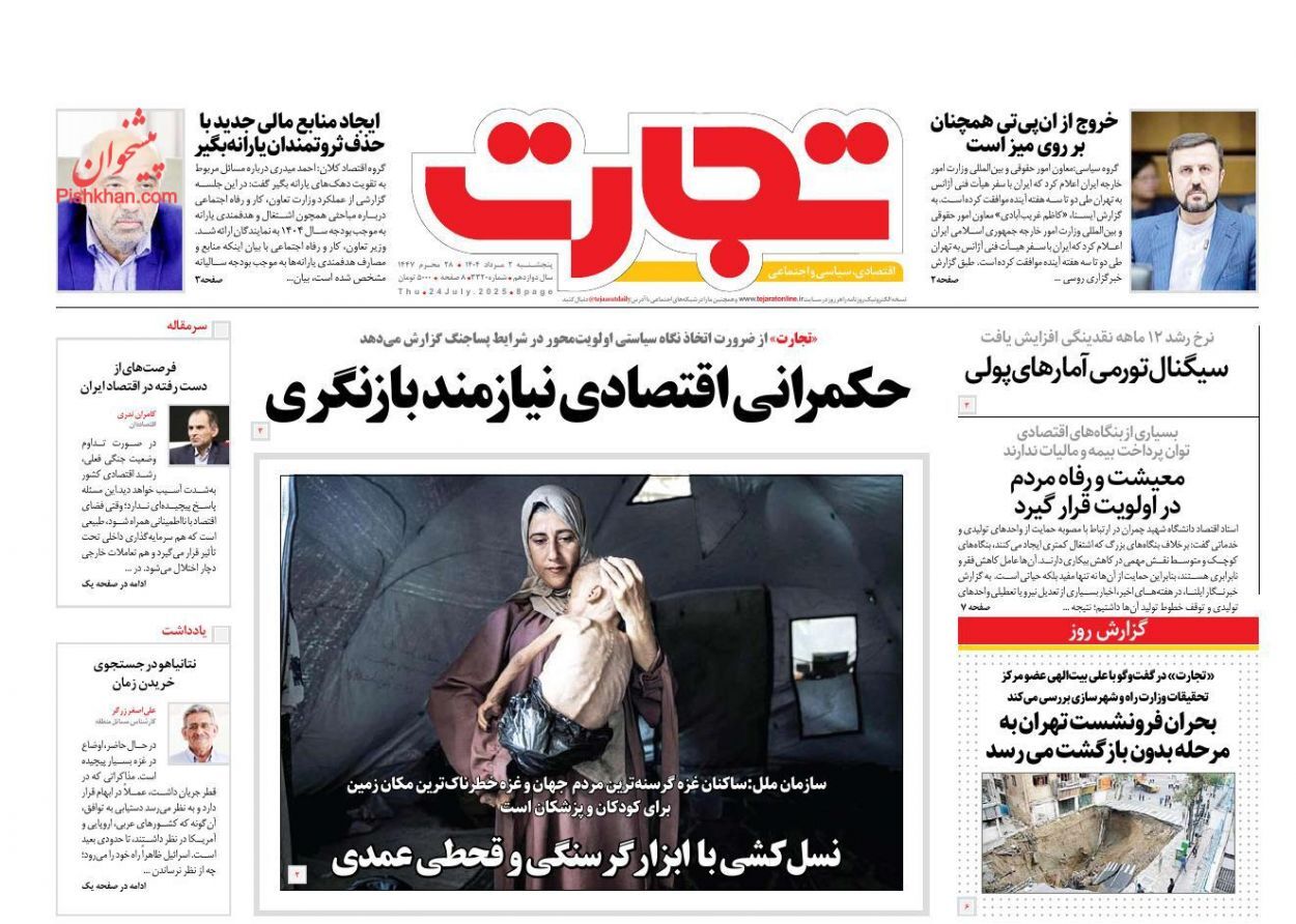 صفحه نخست روزنامه های اقتصادی