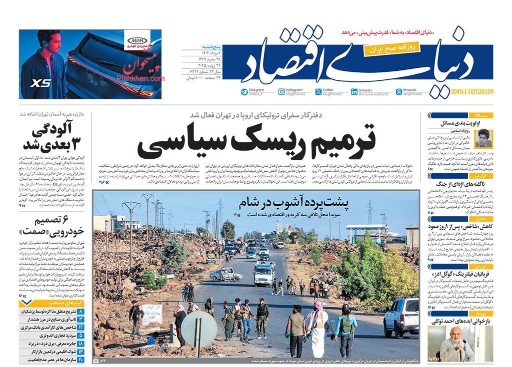 صفحه نخست روزنامه های اقتصادی