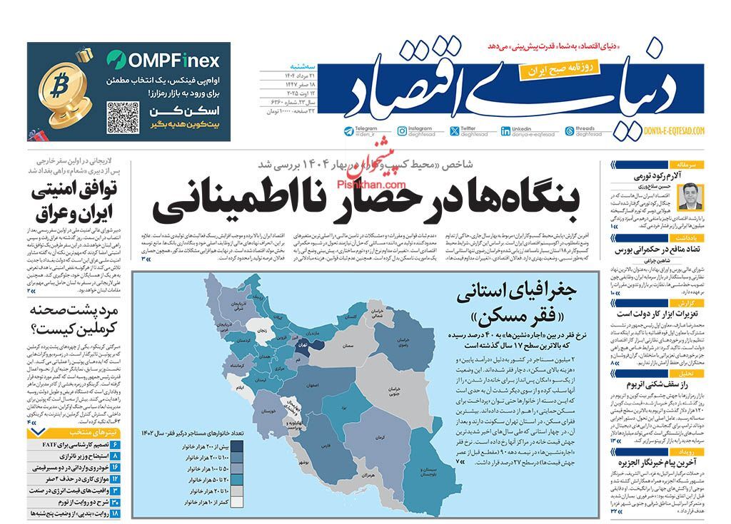 صفحه نخست روزنامه های اقتصادی