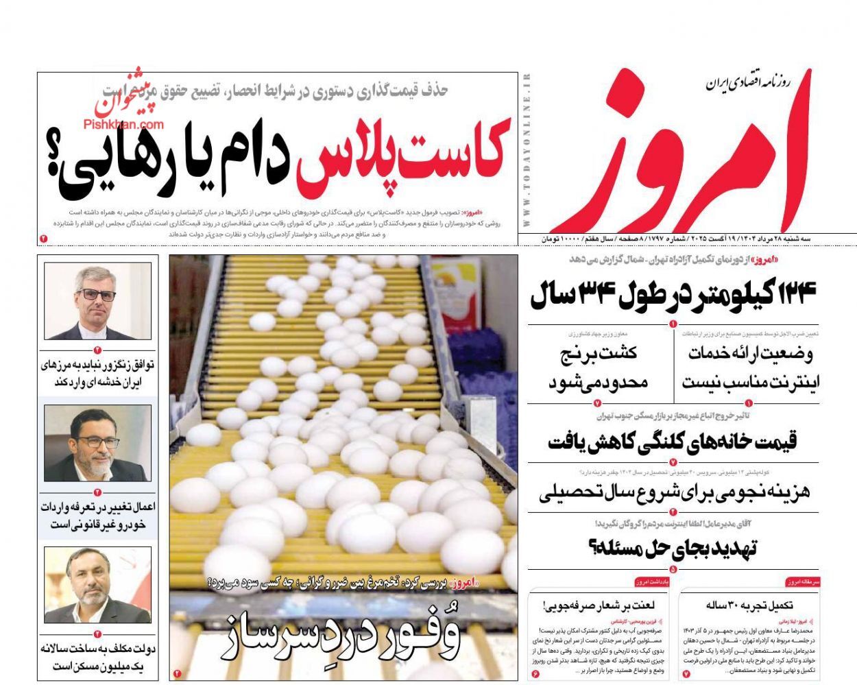 صفحه نخست روزنامه های اقتصادی