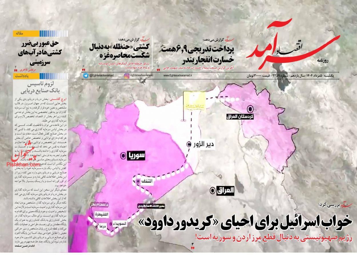 صفحه نخست روزنامه های اقتصادی