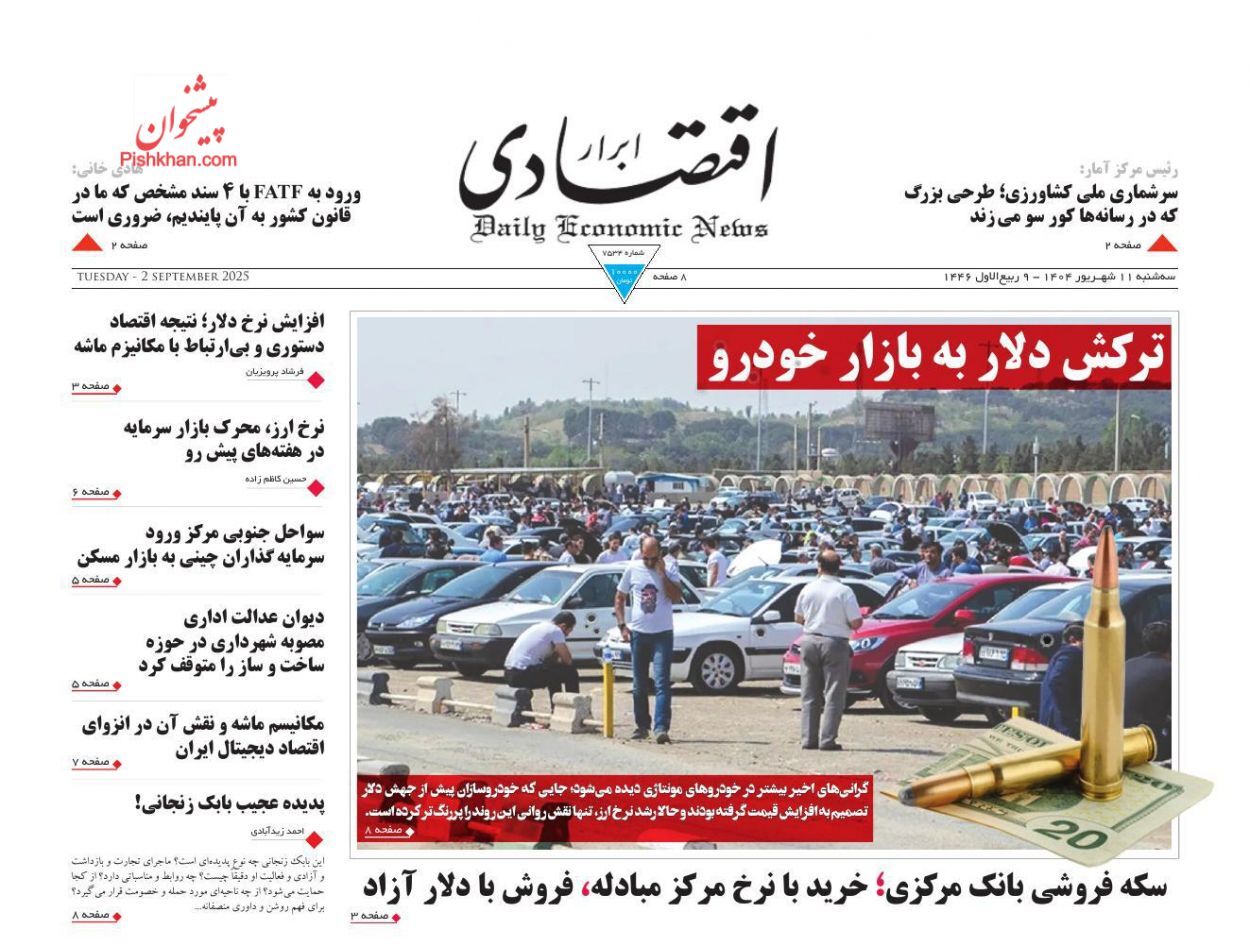صفحه نخست روزنامه های اقتصادی