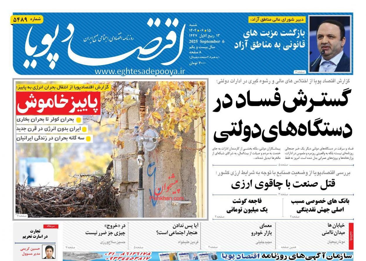 صفحه نخست روزنامه های اقتصادی