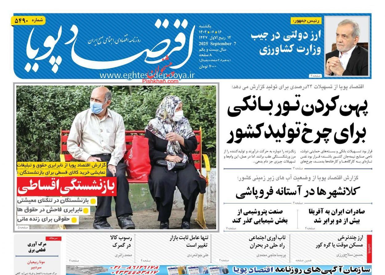 صفحه نخست روزنامه های اقتصادی