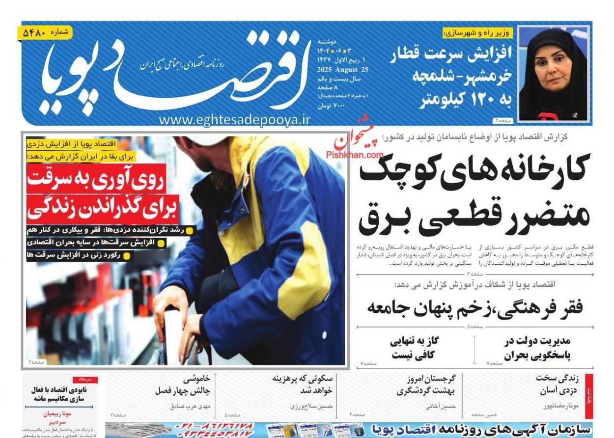 صفحه نخست روزنامه های اقتصادی