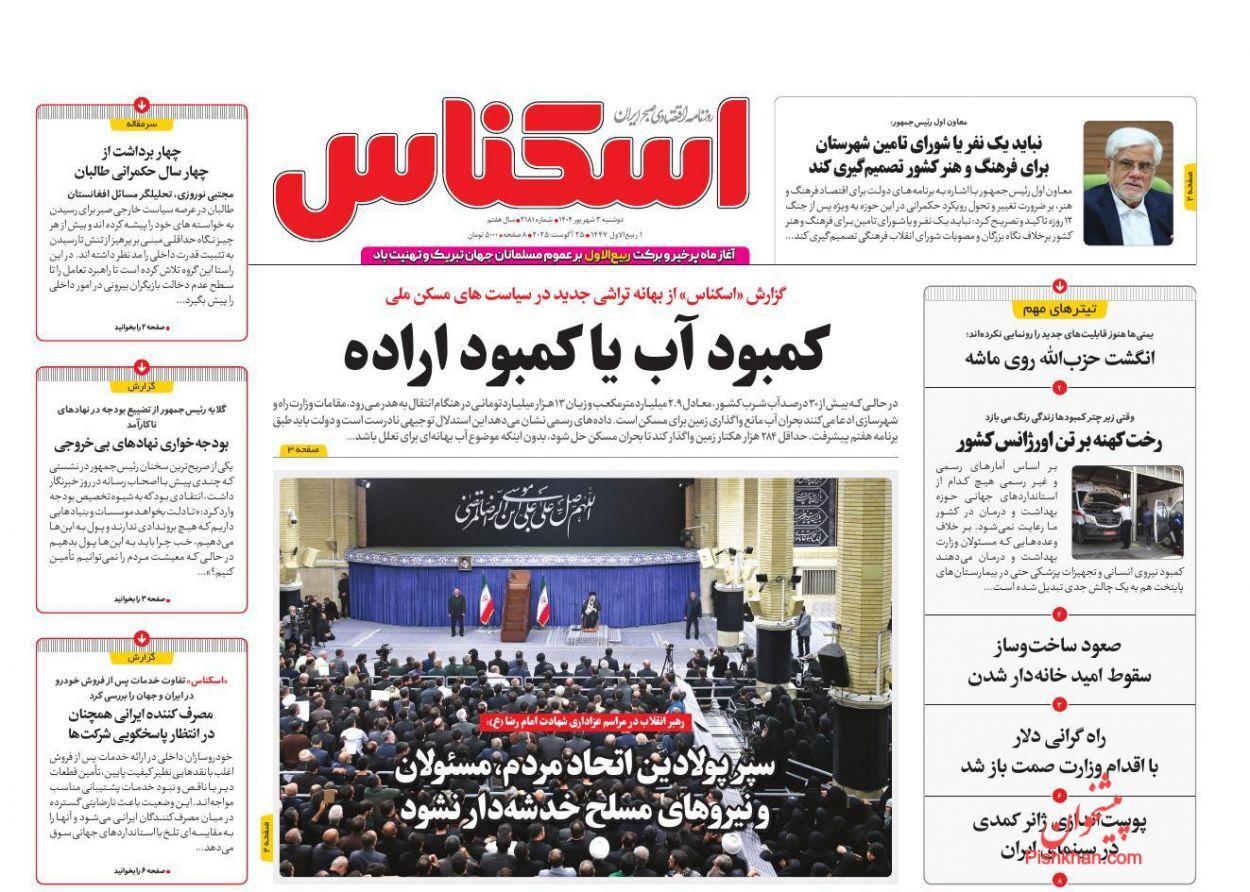 صفحه نخست روزنامه های اقتصادی