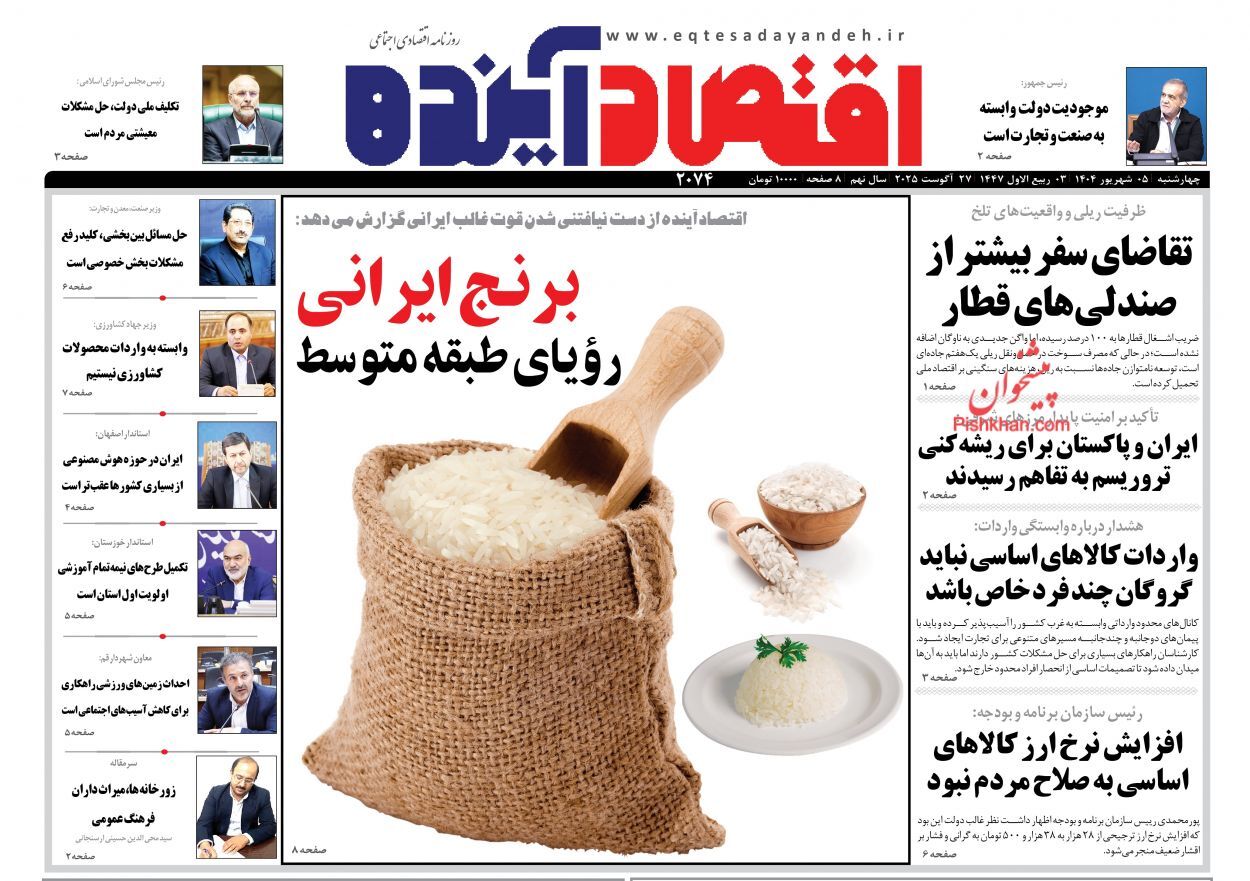 صفحه نخست روزنامه های اقتصادی