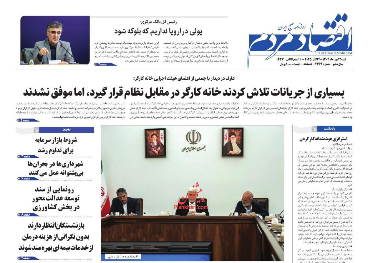 صفحه نخست روزنامه های اقتصادی