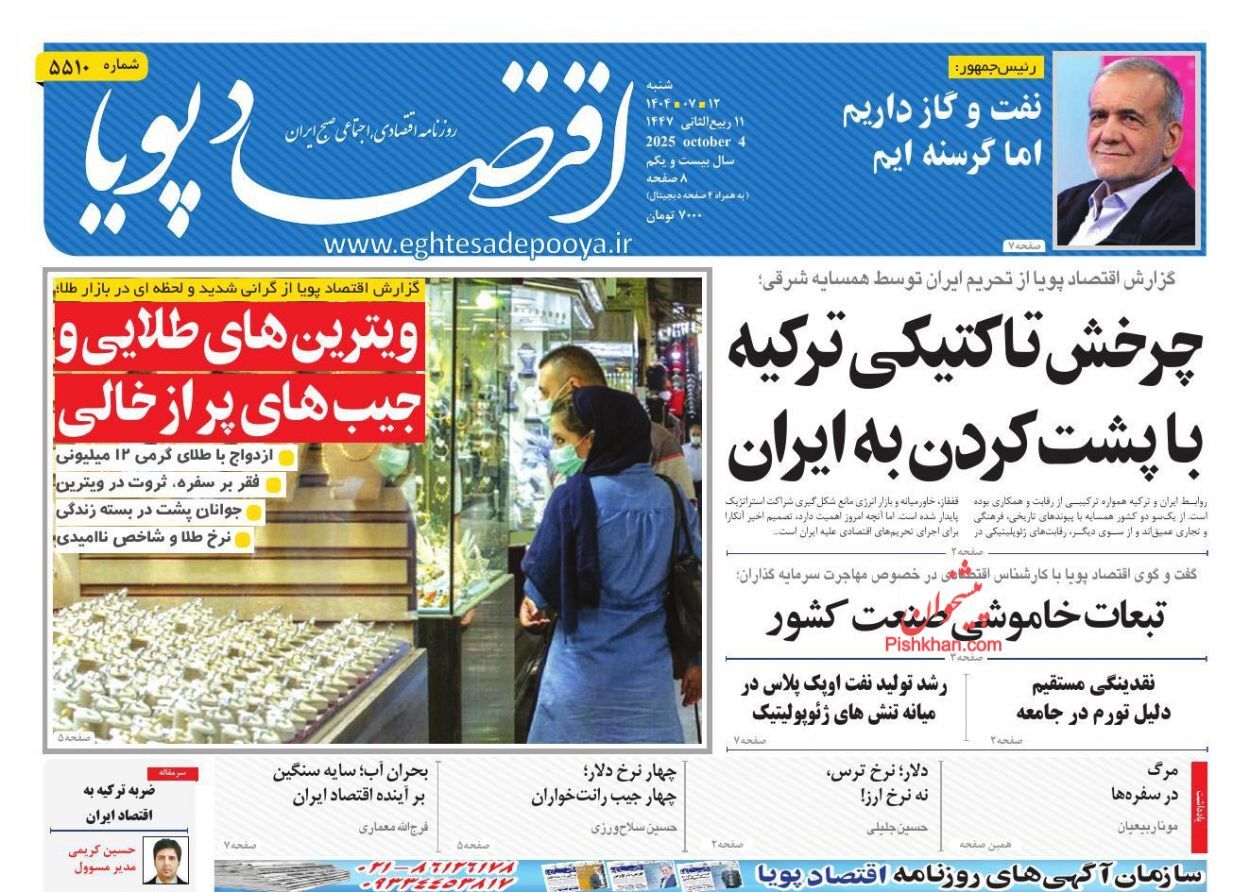 صفحه نخست روزنامه های اقتصادی