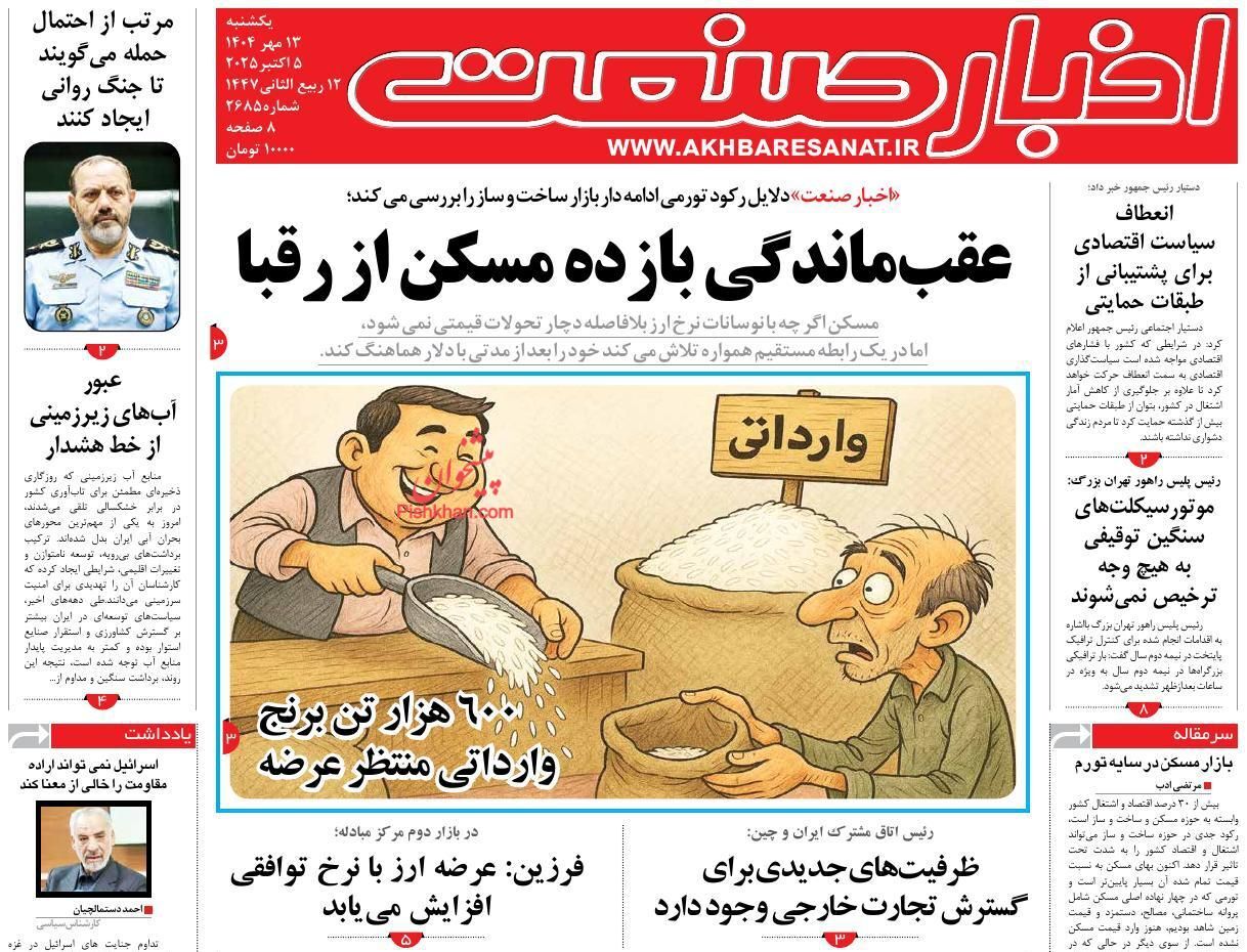 صفحه نخست روزنامه های اقتصادی