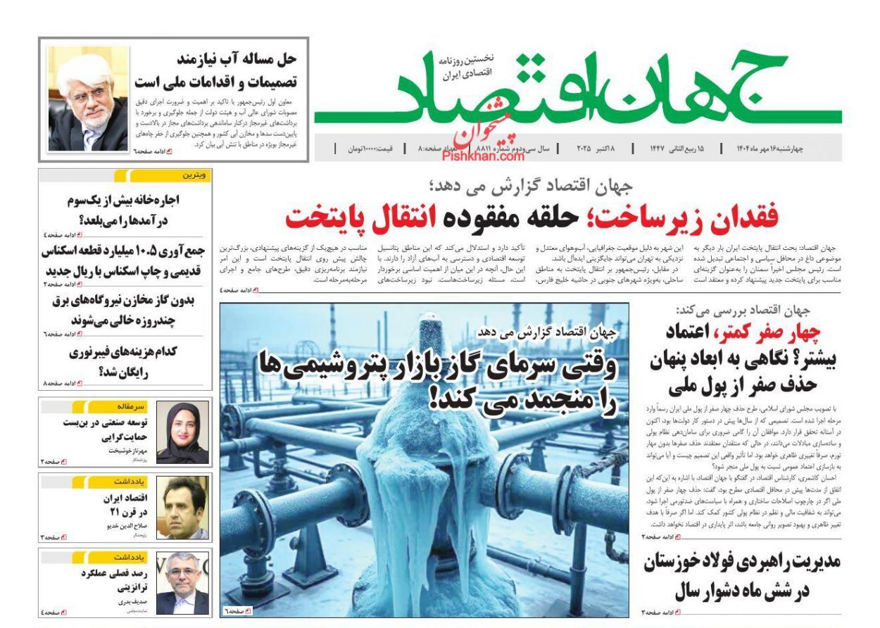 صفحه نخست روزنامه های اقتصادی