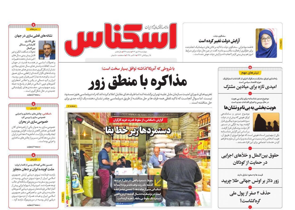 صفحه نخست روزنامه های اقتصادی