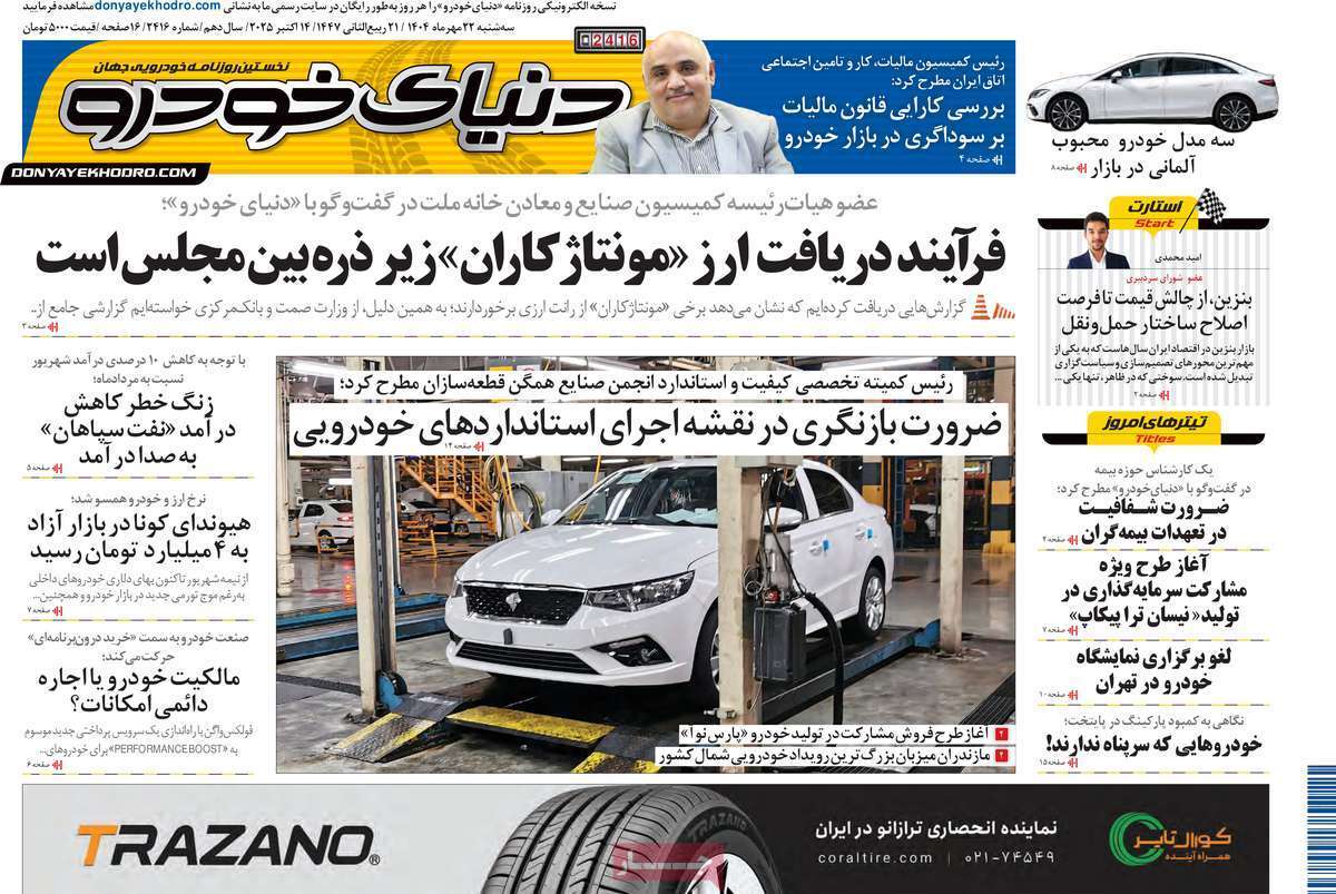 صفحه نخست روزنامه های اقتصادی