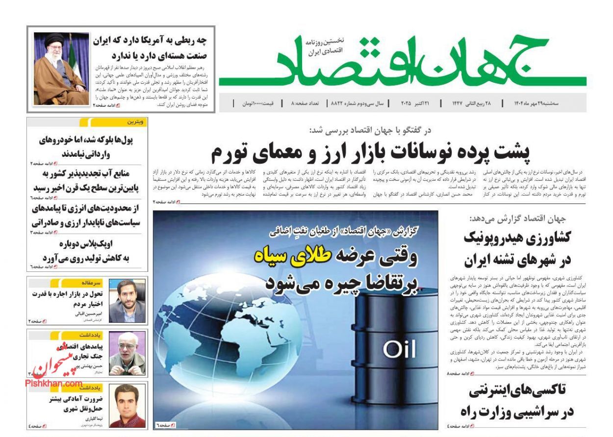 صفحه نخست روزنامه های اقتصادی