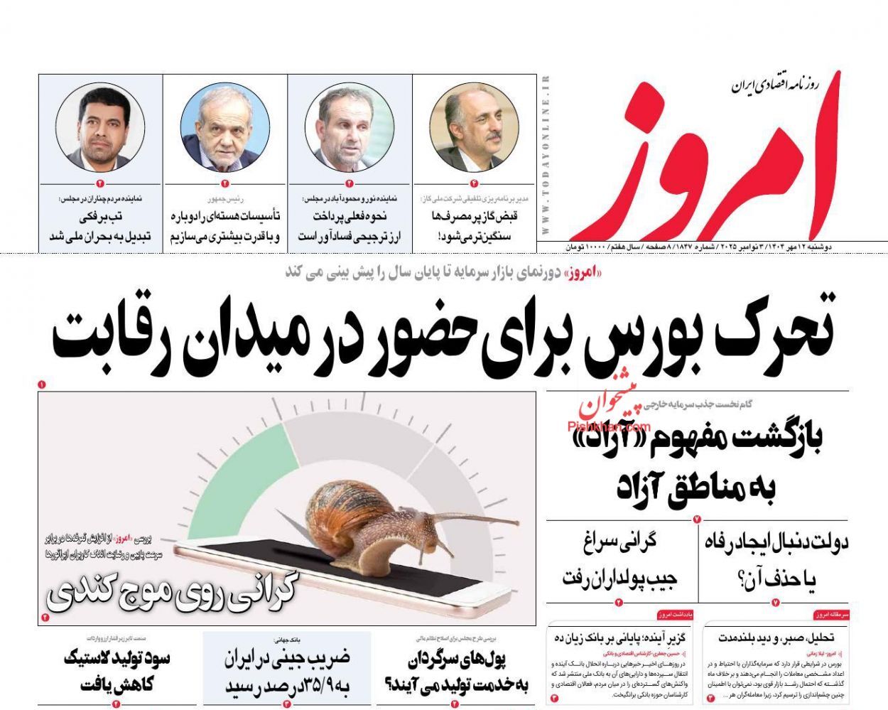 صفحه نخست روزنامه های اقتصادی