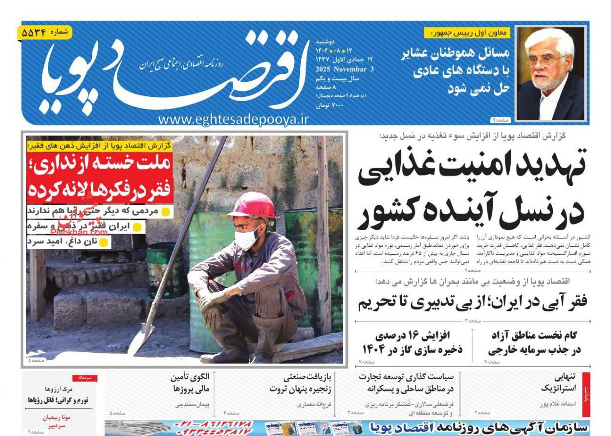 صفحه نخست روزنامه های اقتصادی