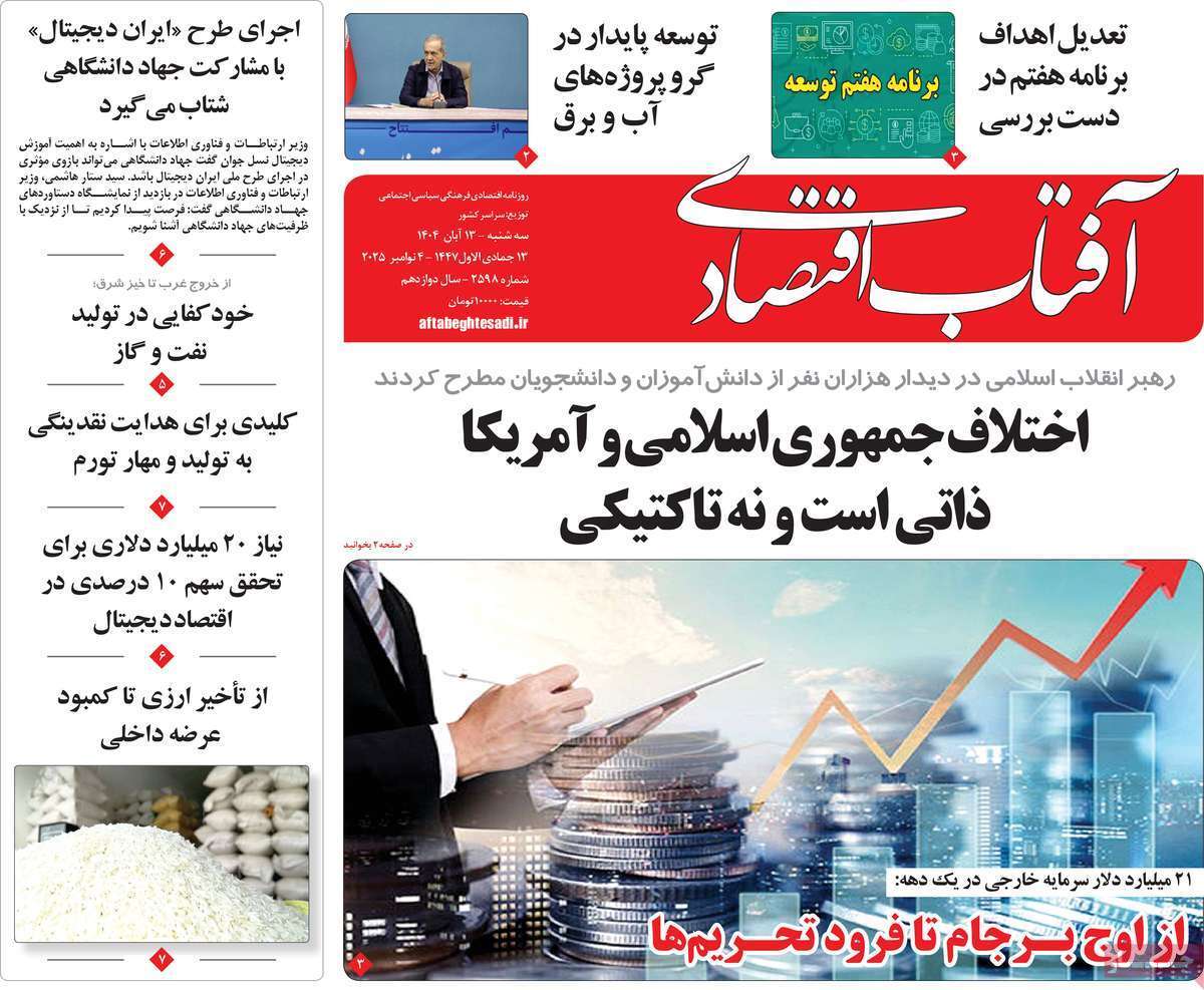 صفحه نخست روزنامه های اقتصادی