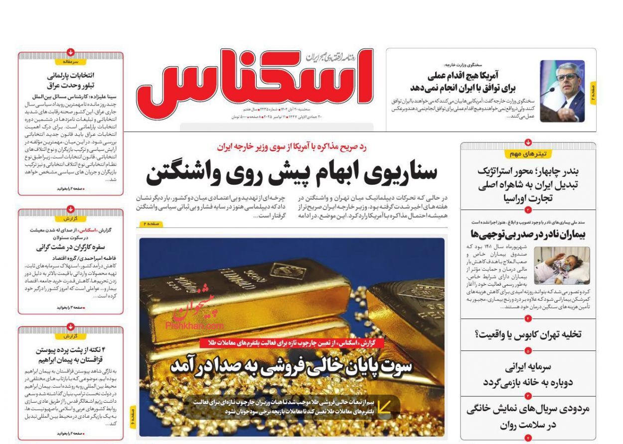 صفحه نخست روزنامه های اقتصادی