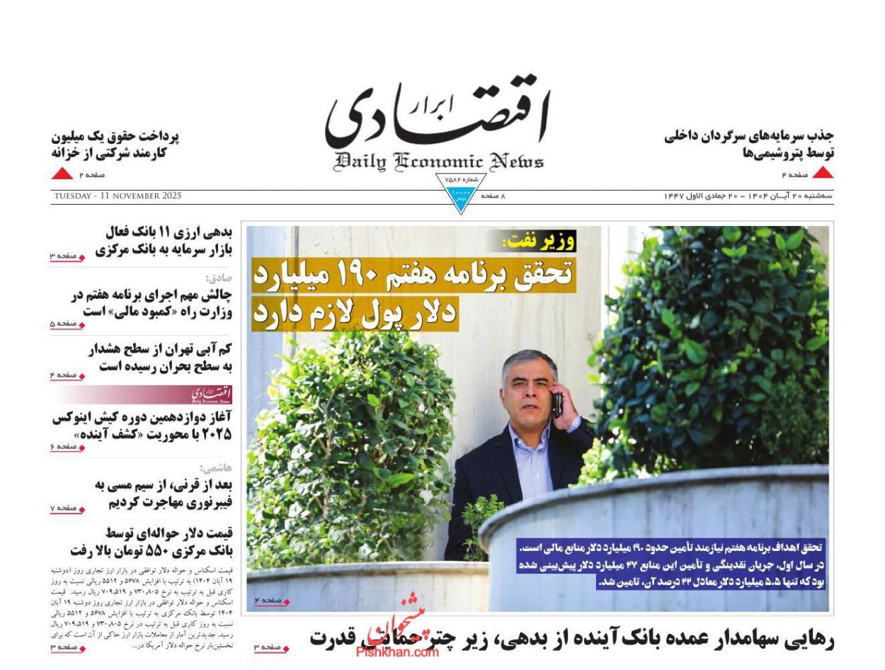 صفحه نخست روزنامه های اقتصادی