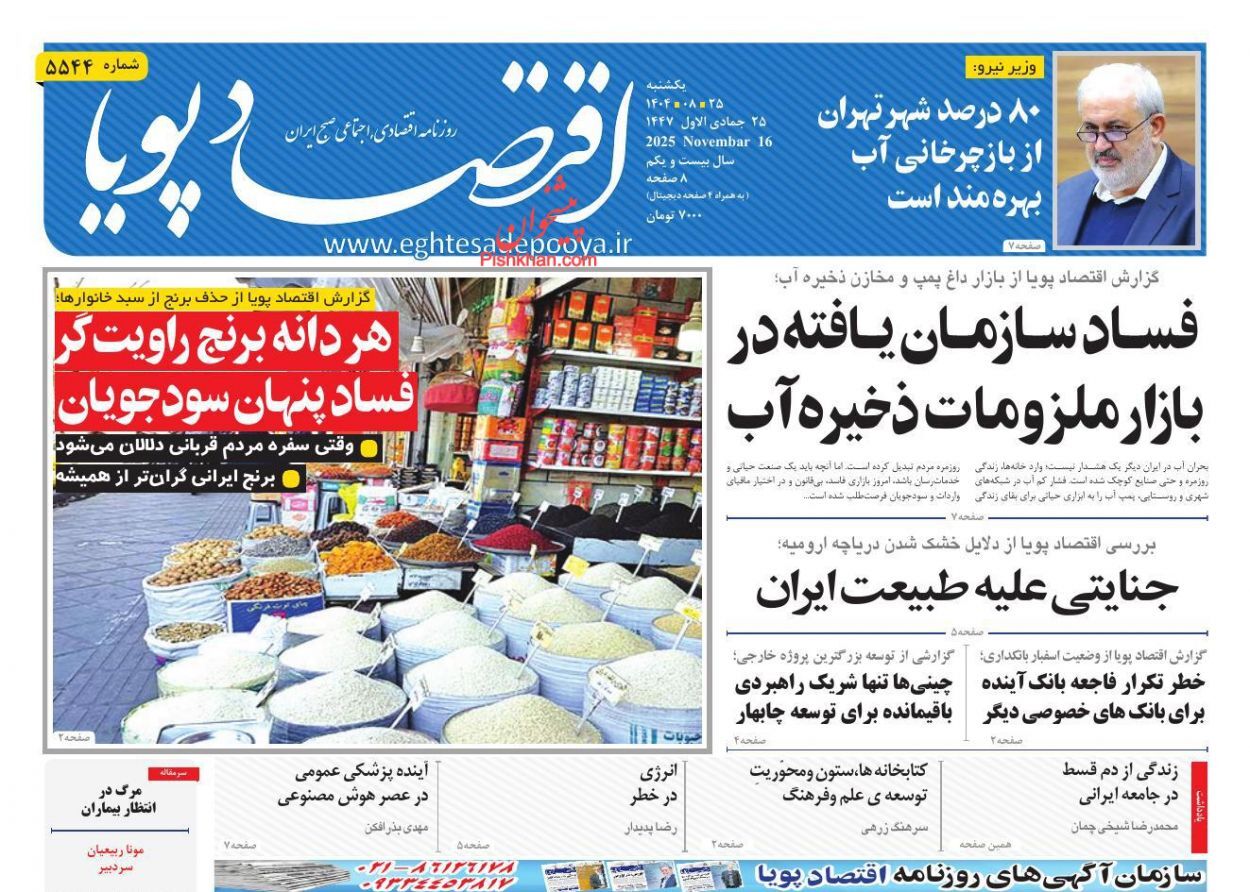 صفحه نخست روزنامه های اقتصادی