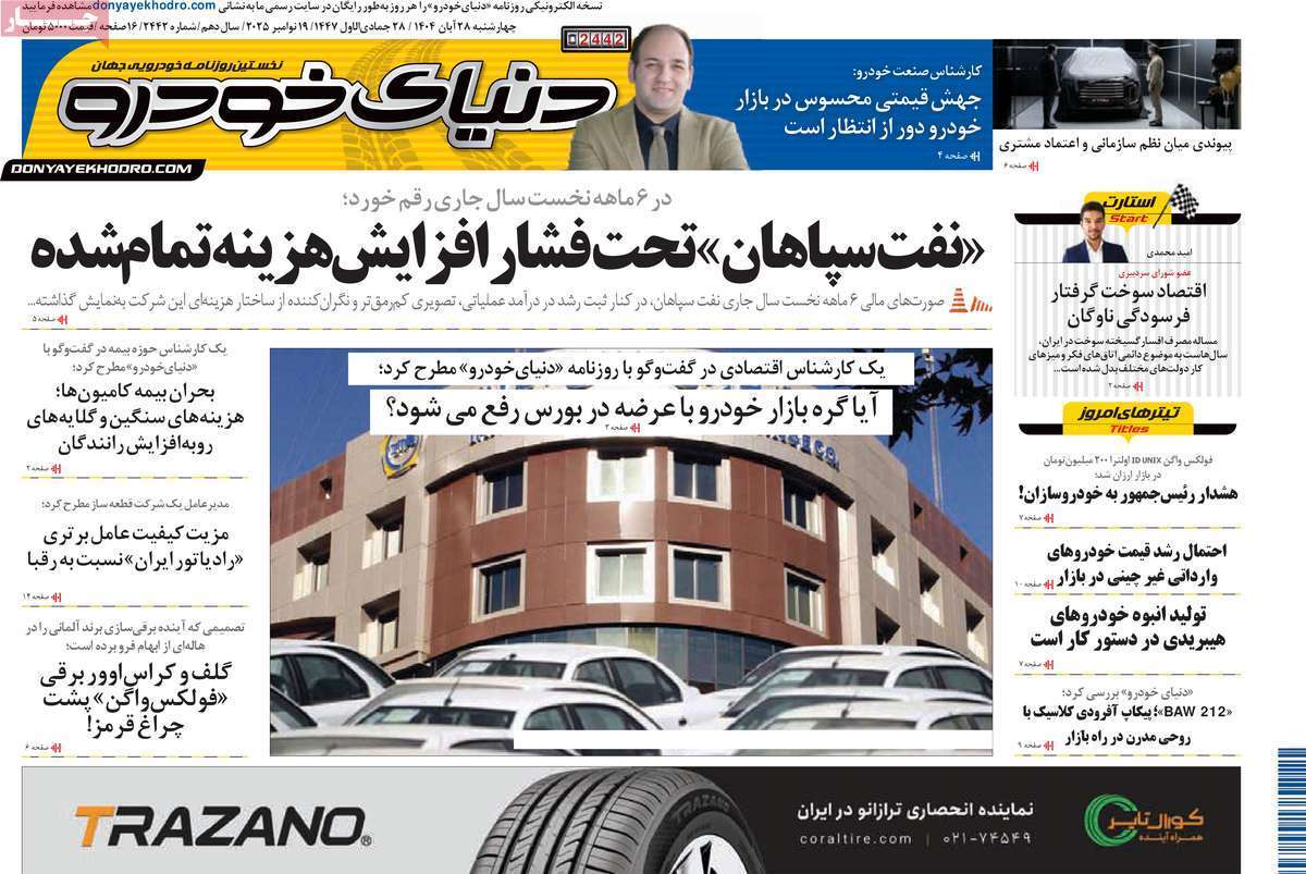 صفحه نخست روزنامه های اقتصادی