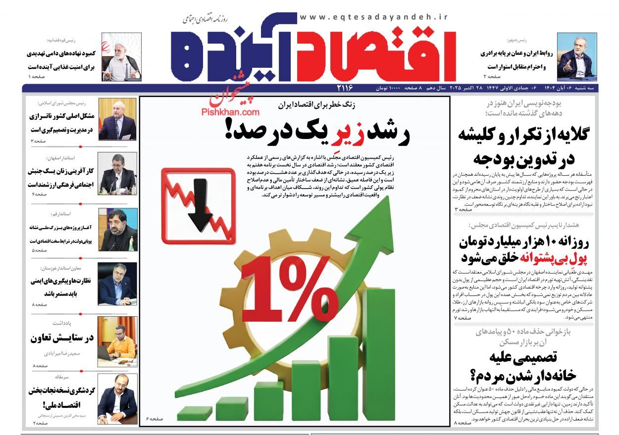 صفحه نخست روزنامه های اقتصادی