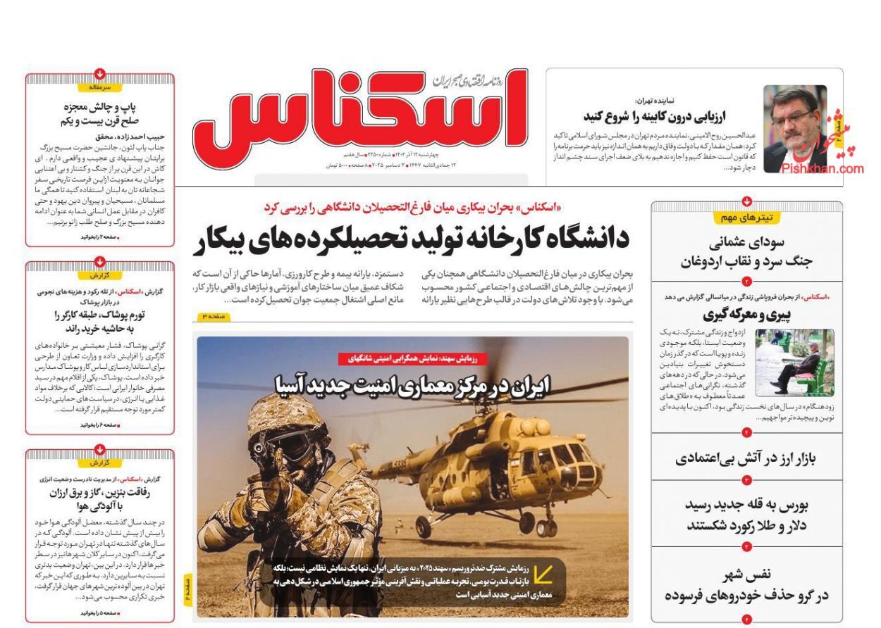 صفحه نخست روزنامه های اقتصادی